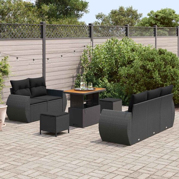 vidaXL Set de canapele pentru grădină 8 pcs Negru poliratan