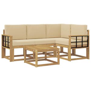 vidaXL Set de canapele de exterior cu pernă 5 pcs Alb și Bej