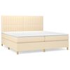 vidaXL Pat box spring cu saltea, crem, 200x200 cm, textil