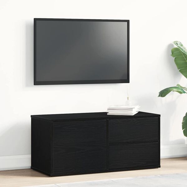 vidaXL Cabinet TV cu sertar Stejar Negru 80 x 34 x 36 cm Lemn compozit