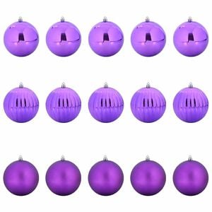 vidaXL Set De Globuri De Crăciun XL 15 buc. Violet &Oslash; 10 cm Plastic