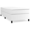 vidaXL Pat box spring cu saltea, alb, 90x200 cm, piele ecologică