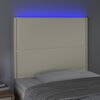 vidaXL Tăblie de pat cu LED, crem, 80x5x118/128 cm, piele ecologică