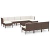 vidaXL Set mobilier de grădină cu perne, 11 piese, maro, poliratan