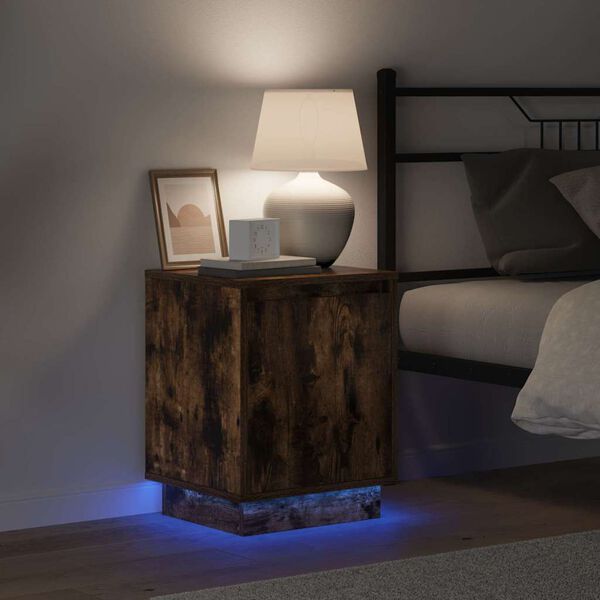 vidaXL Dulap de noapte Stejar fumuriu 39 x 34,5 x 50 cm Lemn compozit