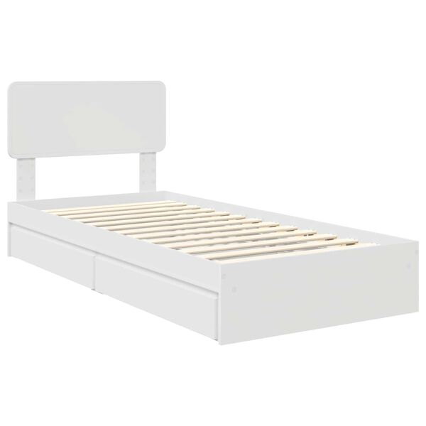 vidaXL Pat cu storage cu headboard Alb 75 x 190 cm Lemn compozit