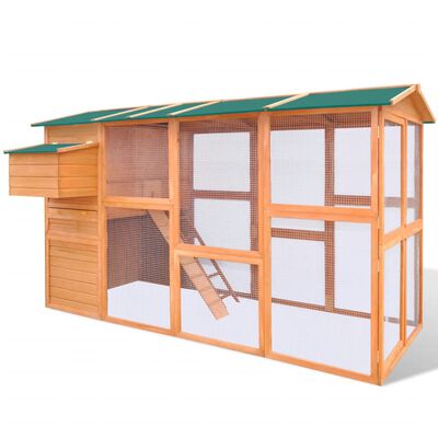 vidaXL Coteț de păsări pentru exterior adăpost găini spațiu mare lemn
