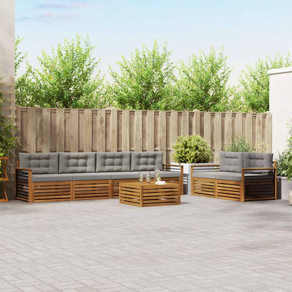 vidaXL Set de canapele de exterior 7 pcs Gri natural și deschis