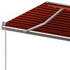 vidaXL Copertină retractabilă automat, st&acirc;lpi, portocaliu&maro, 6x3 m