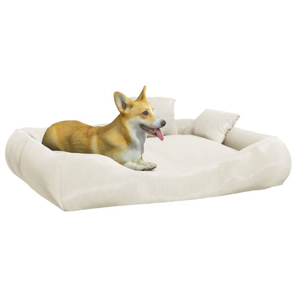 vidaXL Saltea de c&acirc;ini cu perne, bej, 89x75x19 cm, material oxford