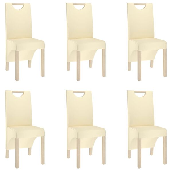 vidaXL Scaune sufragerie 6 buc., crem, piele ecologică