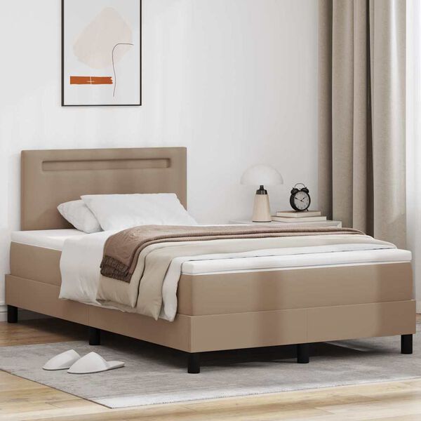 vidaXL Pat cu arcuri Cappuccino 120 x 190 cm Piele artificială