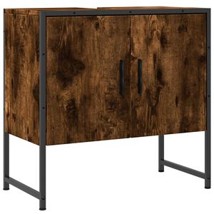 vidaXL Dulap chiuvetă baie, stejar fumuriu, 60x33x60 cm lemn prelucrat