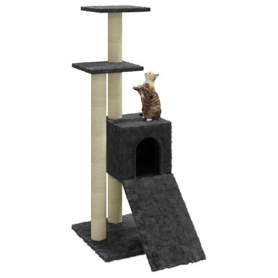 vidaXL Ansamblu pisici cu stâlpi din funie de sisal, gri închis, 92 cm