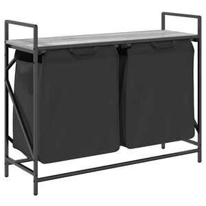 vidaXL Coș de rufe 2 compartimente cu raft sonoma gri