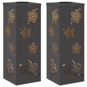 vidaXL Lumină LED Solară pentru Alei 2 pcs Negru Oțel laminat la rece