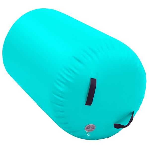 vidaXL Rulou de gimnastică gonflabil cu pompă, verde, 100 x 60 cm, PVC