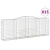 vidaXL Coșuri gabion arcuite 15 buc, 400x50x140/160cm, fier galvanizat