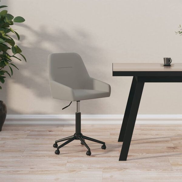 vidaXL Scaun pivotant pentru birou, gri deschis, catifea