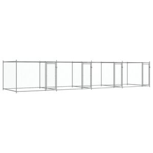 vidaXL Cușcă pentru c&acirc;ini cu uși, gri, 8x2x1,5 m, oțel galvanizat