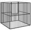 vidaXL Țarc pentru c&acirc;ini cu 4 panouri, negru, oțel galvanizat