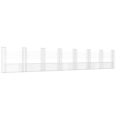 vidaXL Coș gabion în formă de U cu 8 stâlpi, 860x20x150 cm, fier