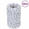 vidaXL Fr&acirc;nghie de barcă, alb, 2 mm, 50 m, polipropilenă