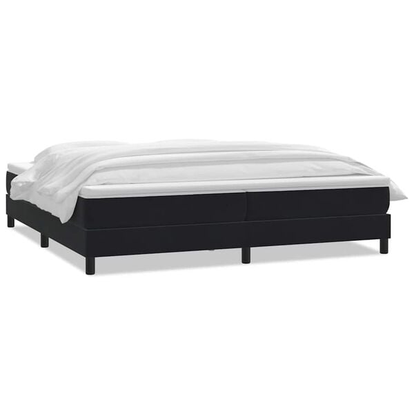 vidaXL Pat box spring cu saltea, negru, 180x210 cm, catifea