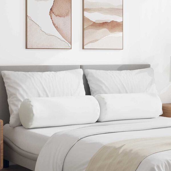 vidaXL Perne Bolster 2 pcs Alb Ø 25 x 70 cm țesătură