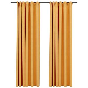 vidaXL Draperii opace aspect in, c&acirc;rlige, 2 buc., galben, 140x245 cm
