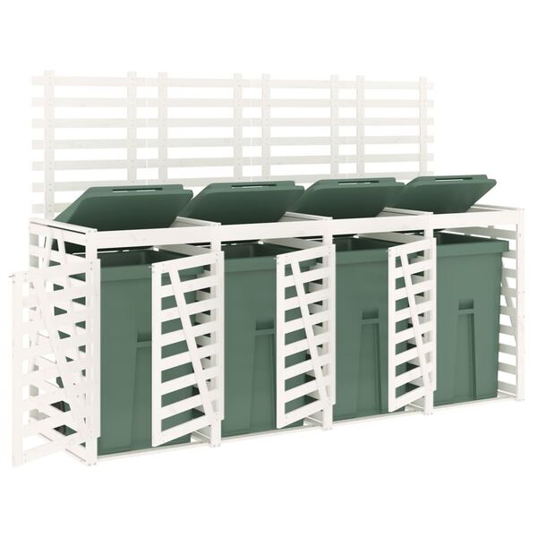 vidaXL Magazie cvadruplă depozitare coș de gunoi, alb, lemn masiv pin
