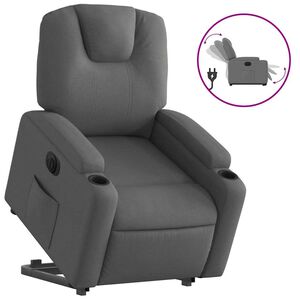 vidaXL Fotoliu electric rabatabil cu ridicare, gri &icirc;nchis, textil