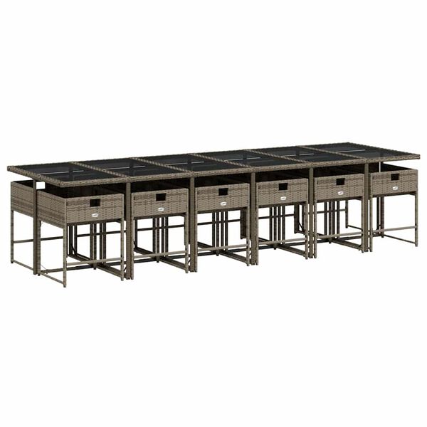 vidaXL Set mobilier de grădină cu perne, 13 piese, gri, poliratan