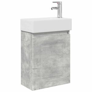 vidaXL Unitate de baie cu robinet Gri Beton 45,5 x 22,5 x 84 cm