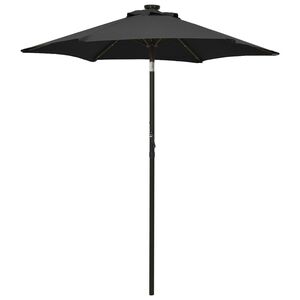 vidaXL Umbrelă de soare cu lumini LED, negru, 200x211 cm, aluminiu