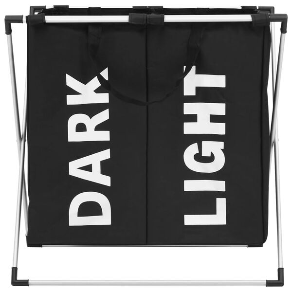 vidaXL Coș de sortare rufe cu 2 secțiuni, negru