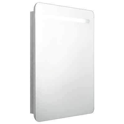 vidaXL Dulap de baie cu oglindă și LED-uri, gri beton, 60x11x80 cm