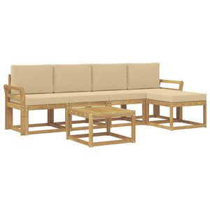 vidaXL Set de canapele de exterior cu pernă 6 pcs Alb și Bej
