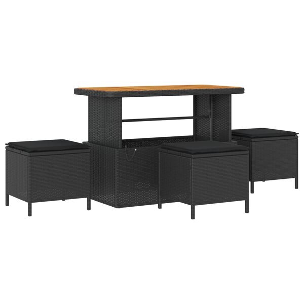 vidaXL Set de canapele pentru grădină cu pernă 12 pcs Negru poliratan