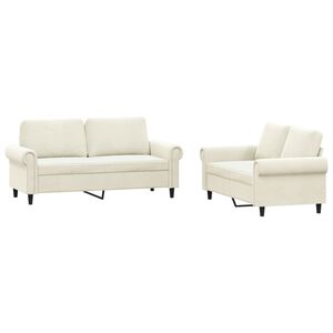 vidaXL Set de canapele cu perne, 2 piese, crem, catifea