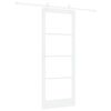 vidaXL Ușă glisantă 83 x 211 cm Lemn masiv de pin și sticlă Alb