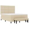 vidaXL Pat cu arcuri cu saltea cu headboard Crem 140 x 200 cm țesătură