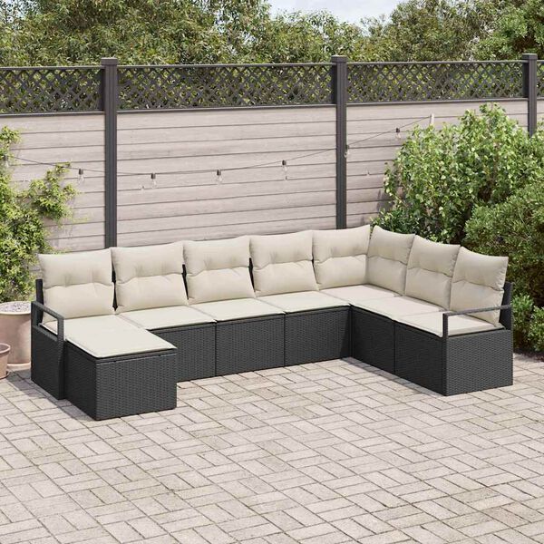 vidaXL Set de canapele pentru grădină 8 pcs Negru Rattan poli