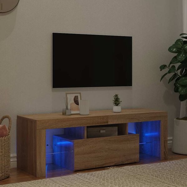 vidaXL Comodă TV cu lumini LED, stejar Sonoma, 120x35x40 cm