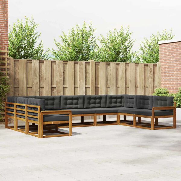 vidaXL Set de canapele de exterior cu pernă 9 pcs Natural și Antracit