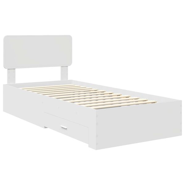 vidaXL Cadru de pat cu headboard Alb 90 x 200 cm Lemn compozit