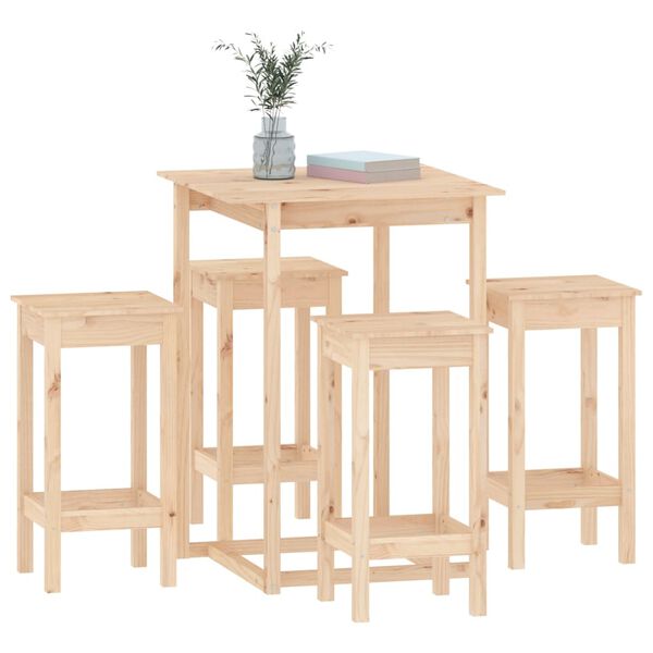 vidaXL Set mobilier de bar, 5 piese, lemn masiv de pin