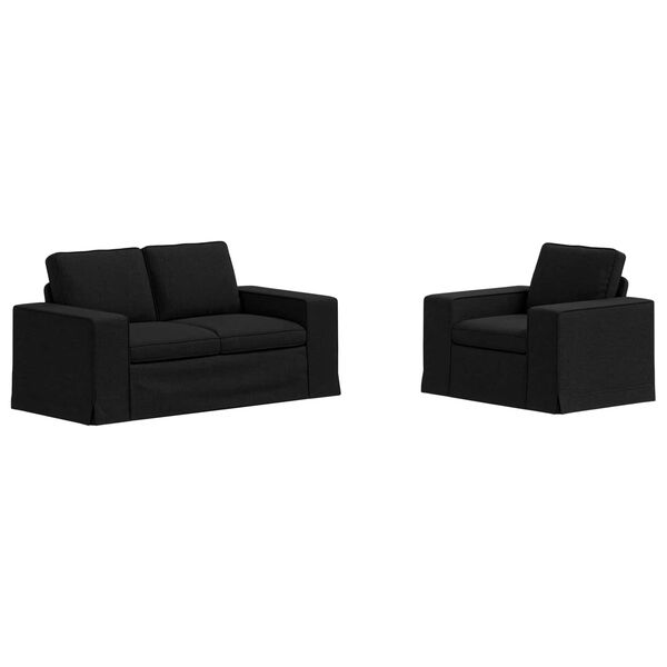 vidaXL Canapea 2 pcs Negru 182 x 80 x 82 cm țesătură
