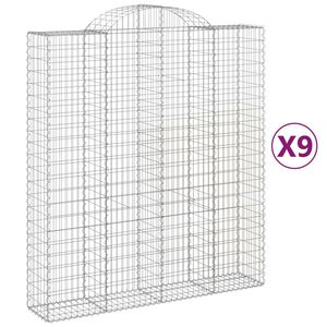 vidaXL Coșuri gabion arcuite, 9 buc, 200x50x220/240cm, fier galvanizat