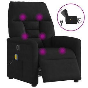 vidaXL Fotoliu de masaj rabatabil electric, negru, microfibră